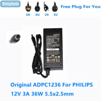 Original AC Adapter Charger For PHILIPS TPV ADPC1236 12V 3A 36W DA-36Q12 AOC BENQ HP LACIE LCD Monitor Power Supply
