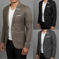 ADIBARRA- Jas Blazer Wool Stretch Pria Hitam Abu Navy Olive Kerah Formal Panjang Jaket Kantor Slimfi