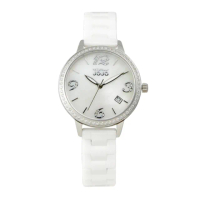 【NATURALLY JOJO】閃耀蝶貝數字陶瓷腕錶-白X銀/34mm(JO96968-80F)