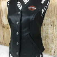 rompi kulit wanita/rompi kulit asli harley Davidson/jaket kulit garut