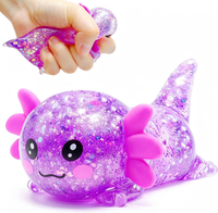 2 Pack Squishy Axolotl Stress Ball Vase Fillers & Home Decoration | Glitter Axolotl Squishy Stress