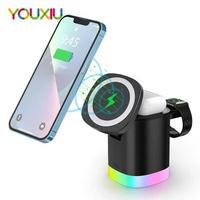 15W Magnetic Fast Wireless Charger Stand Dock For iPhone 13 12 Pro Max Mini Apple iWatch 7 Airpods USB Fast Charging Station