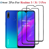 2Pcs/Lot Full Cover Full Glue Tempered Glass For Oppo Realme 3 Screen Protector For Realme 3i Protective Glass For Realme 3 Pro