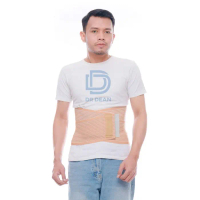 DR DEAN Lombardi Basic Korset Penyangga Tulang Belakang Hitam & Krem Neoprene Premium dengan 4 Plat