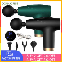 Black Mini LCD Massage Gun 32 Speed Deep Tissue Percussion Muscle Fascial Gun For Pain Relief Body And Neck Vibrator Fitness