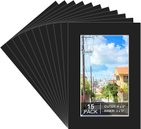 15 Pack 11x14 Black Picture Mats Frame Mattes for 8 x10 Pictures Display Photo Frame Mat Core Bevel 