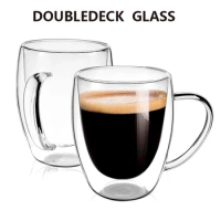 Double Wall Glass Cup, Transparent Coffee Cup With Handle, Insulated Cappuccino Latte Cup, Mini Whiskey Cup, Espresso Cup