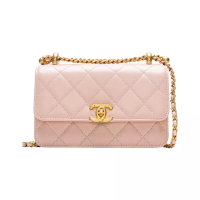 Chanel C24 Mini Flap Bag with Adjustable Strap Nude Pink Ghw