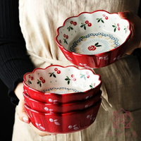 水果沙拉碗北歐創意櫻桃餐具甜品碗單個家用烤碗【櫻田川島】