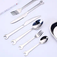 Wrench Stainless Steel Flatware Set Dinnerware Knife Fork Spoon Creative Kitchen Tools 6pcs Set Wholesale