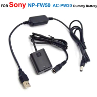 NP-FW50 Fake Battery AC-PW20 Coupler+5V USB Cable Adapter For Sony A7 A7R A7000 A6500 A6000 A5000 RX10 NEX3 7 SLT A35 A55 ZV-E10