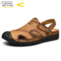 Camel Active 2019 New Summer Men's Sandals Genuine Leather Men Shoes Soft Business Man Sandals Casual Beach Double Use Man Shoes