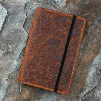 Women embossing flower real Leather notebook cover for moleskine classic notebook Large size / pocket size cover