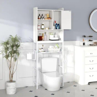 Storage Cabinet, Bathroom Cabinet Organizer with Adjustable Shelf, Freestanding Space Saver Toilet Stands with Door