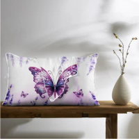 Butterfly Pillow Shams Set of 2 Purple Lavender Bed Pillow Cases Soft Decorative Pillow Covers Cozy Home Decor