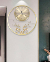 新中式掛鐘客廳全銅家用大氣輕奢時鐘中國風麋鹿個性創意時尚鐘表