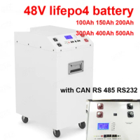 GTK 200Ah 48v 100AH 150Ah 48v 400Ah 500Ah Lifepo4 Lithium Batterry CAN RS232 RS485 For Solar Energy Storage System With Wheels