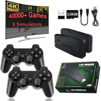 M8 Game Stick 4K Linux OS TV Video Game Console Built-in 20000+ Games 2.4G Dual Wireless Handle 32GB 64GB 3D Games For PS1 SFC