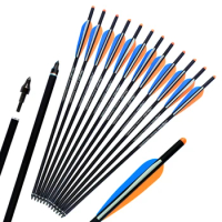 6/12pcs Archery Crossbow Carbon Arrows Bolts 16/20 Inches Spine 400 for Crossbow Hunting and Shooting