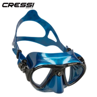 Cressi Nano Ultra Low Volume Free Diving Mask Tempered Glass 2 Window Integrated Dual Frame Black Silicone Mask for Adults