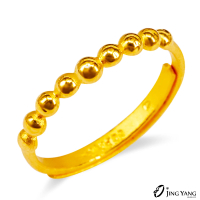 【JING YANG 晶漾】黃金戒指簡約金球尾戒(0.52錢±0.05錢)