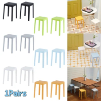 1Pair 1:6 Dollhouse Miniature High Footed Stool Bar Counter Chair Dining Chair Furniture Model Decor Toy Doll House Accessories