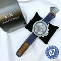 Armani Exchange AX1517 48mm 灰色計時男錶 - 牛仔布/真皮錶帶 藍色系
