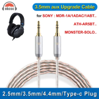 OKCSC AUX Audio Cable for SONY MDR-1A/ATH/MONSTER HD50 AUX 2.5mm/3.5mm/4.4mm/Type-C 4 Core Upgraded Silver Plated Earplug Cable