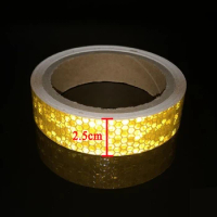 2.5cmx10m Yellow Reflective Stickers Adhesive Tape Waterproof Road Safety Bicycle Warning Reflector Sticker For Truck Motorcycle