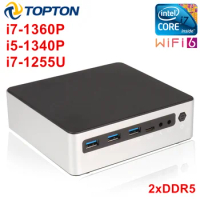 Topton 13th Gen Mini PC i7 1360P i5 1340P 2xDDR5 4800MHz 2*NVMe Windows 11 NUC Mini Gaming PC Portable Computer 2 LAN HTPC WiFi6