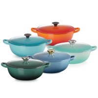 【Le Creuset】琺瑯鑄鐵鍋媽咪鍋 22cm(綠光森林/藍色迷霧/加勒比海藍/薄荷綠/火焰橘 多色可選)