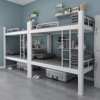 Double Decker Bed Frame Double Bed Loft Bed High Low Staff Dormitory Double Decker Bed Solid Wood Bunk Bed Thickened Home Bedroom Bunk Bed Apartment Height-Adjustable Bed
