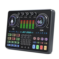 AT350 Professional Live Sound Card Audio Studio Recording Bluetooth Microphone Mixers For Youtube Streaming Mobile Phone PC