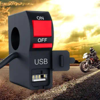 Universal Motorcycle Handlebar Start Flameout Switch On Off Button With Usb Charger Headlight Indicator Switch for ATVs Scooters