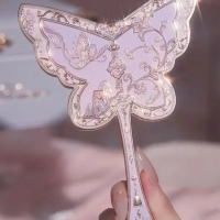 Flower Knows Little Angel Series Hand Holding Mirror 3ประเภทเครื่องมือแต่งหน้าบรรเทาประณีต