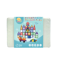 【ScienceBaby】164片 鑽面磁力片 贈收納袋 磁力積木片(益智教具 磁力片積木 MNTL Connetix相容)