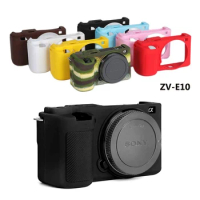 For Sony ZVE10 Soft Silicone Skin Anti-slip Grip Case Body Cover Screen Film Protector for Sony ZV-E10 ZVE10 Camera Accessories