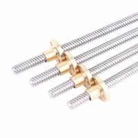 CNC 3D Printer T8 Lead Screw Trapezoidal Rod Lead 8mm Length100mm/200mm/400mm/500mm0mm With Copper Nuts