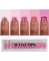 BTArtnails XCOATTIPS Pink French Tip Press On Nails - Short Press On Nails Square Soft Gel Nail Tips
