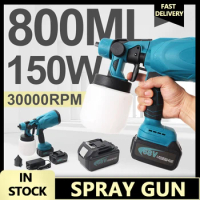 Electric Spray Gun Cordless Paint Sprayer Auto Furniture Wood Fence Furniture Cabinets Walls With 2 Batteries and Charger