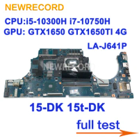LA-J641P For HP Pavilion Gaming 15-DK 15t-DK Laptop Motherboard with i5-10300H i7-10750H CPU GTX1650 GTX1650TI 4G GPU 100%Tested