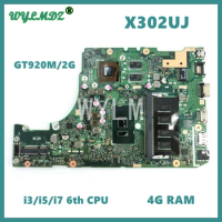 X302UJ i3/i5/i7 6th CPU 4G RAM GT920MX 2GB notebook Mainboard For Asus X302U X302UJ X302UA/UJ laptop Motherboard Tested