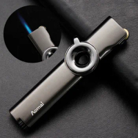 AOMAI Metal Belt Safety Lock Visible Transom Cigar Grill Kitchen Direct Injection Windproof Lighter Cigarette Accessories