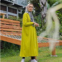 BELYANZA - Adeeva Dress Basic Wanita Kancing Muslim