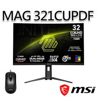 【滑鼠組】msi微星 MAG 321CUPDF 31.5吋 曲面電競螢幕 (31.5 /3840x2160/16:9/160Hz/曲面)