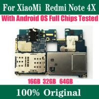 Original Unlocked For Xiaomi Redmi Note 4 / 4X Motherboard With Full Chips Android System Mainboard Circuits 16GB 32GB 64G Plate