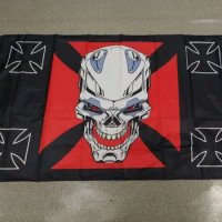 FLAGLAND 90x150cm Machine Skull bone Jolly roger pirate flag