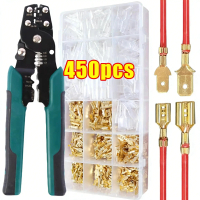 Wire Crimp Terminals Set 2.8/4.8/6.3mm Copper Male Female Wire Spade Connectors with Insulated Sleev