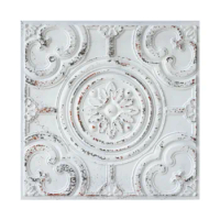 3D Wall Board 3D Embossed Wall Panels Ancient Ceiling Tiles 24"x24" for Cafe PL50 Distress crack whi