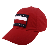 TOMMY HILFIGER- 紅白繡線大旗標女款棒球帽(深紅色)